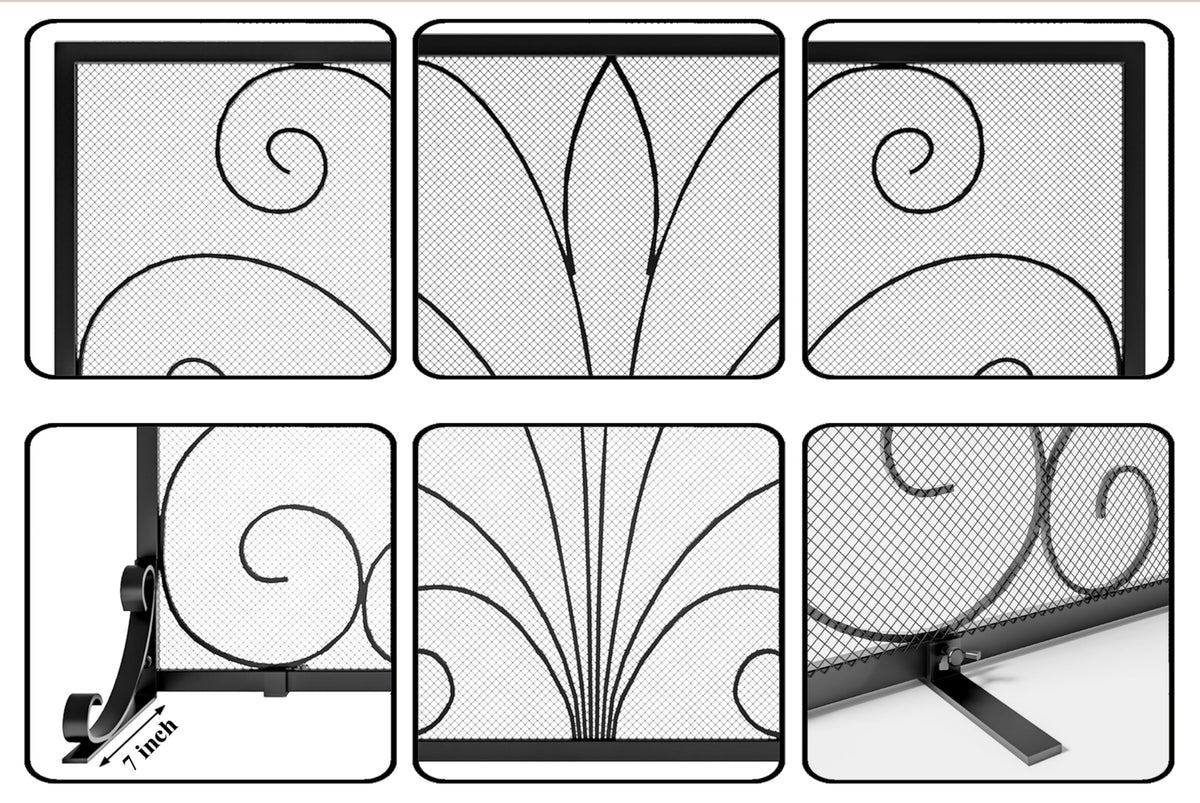 Wrought Iron Single Panel Fireplace Screen E14962