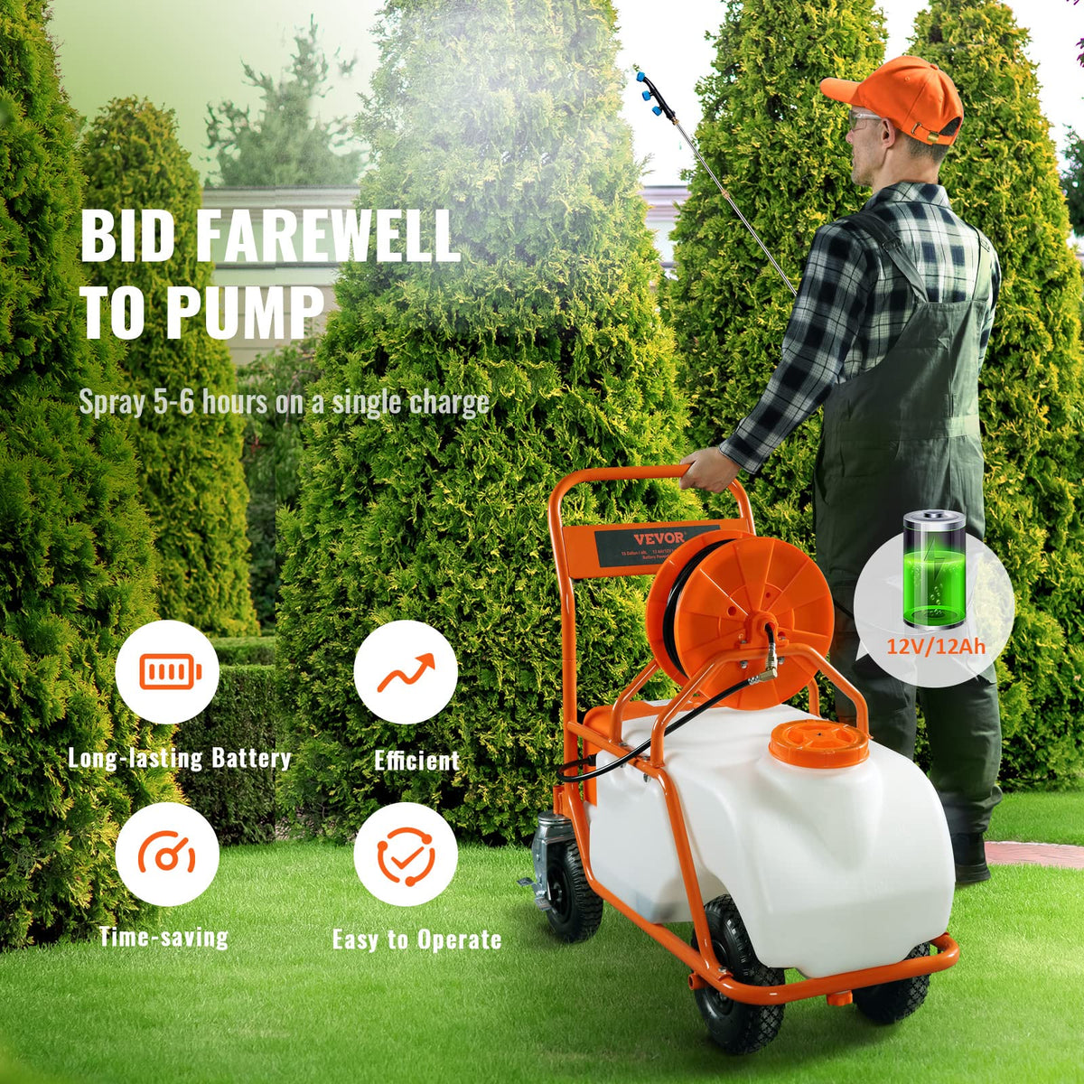 15 Gallon Battery Powered Garden Weed Sprayer with Surfactant W4150